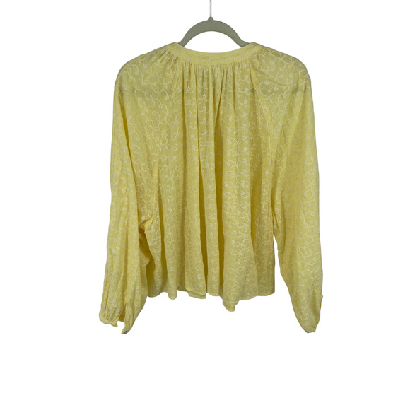 Free People Womens Down From The Clouds Button Down Blouse Yellow SZ M - Picture 4 of 8